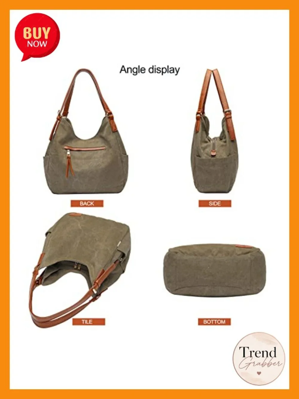 Canvas Hobo Tote Multi Pocket Shoulder Bag Embroidered Ethnic Purse